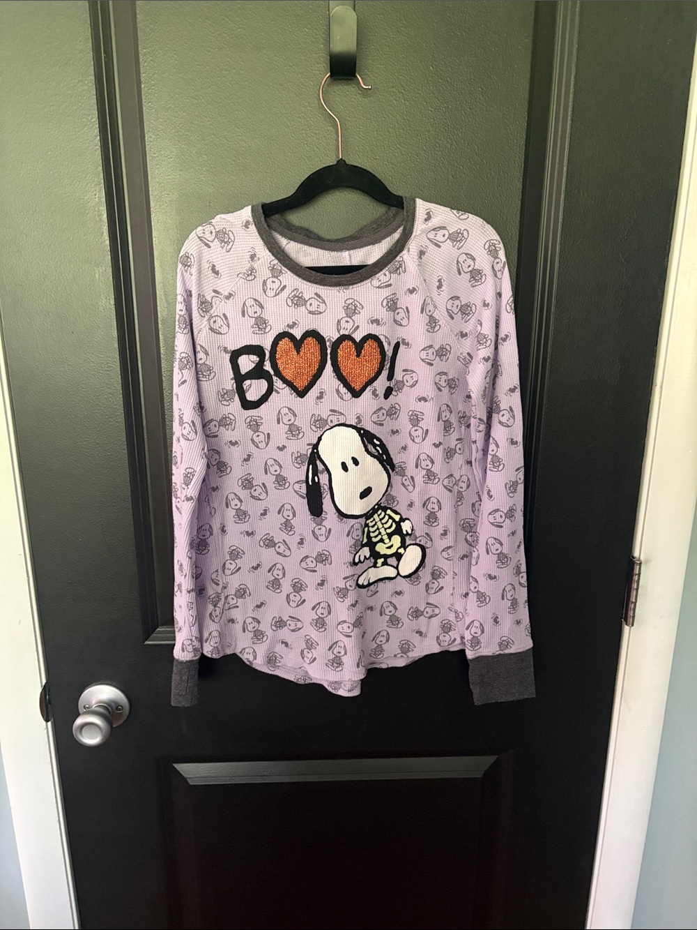 Peanuts Snoopy Halloween thermal long sleeve shirt large 10/12